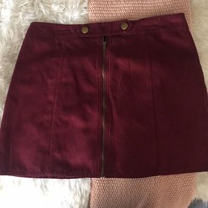 Maroon suede skirt